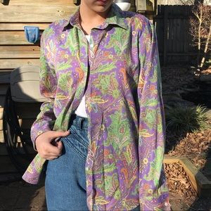 Chaps Classic Paisley Print Fitted Button-up